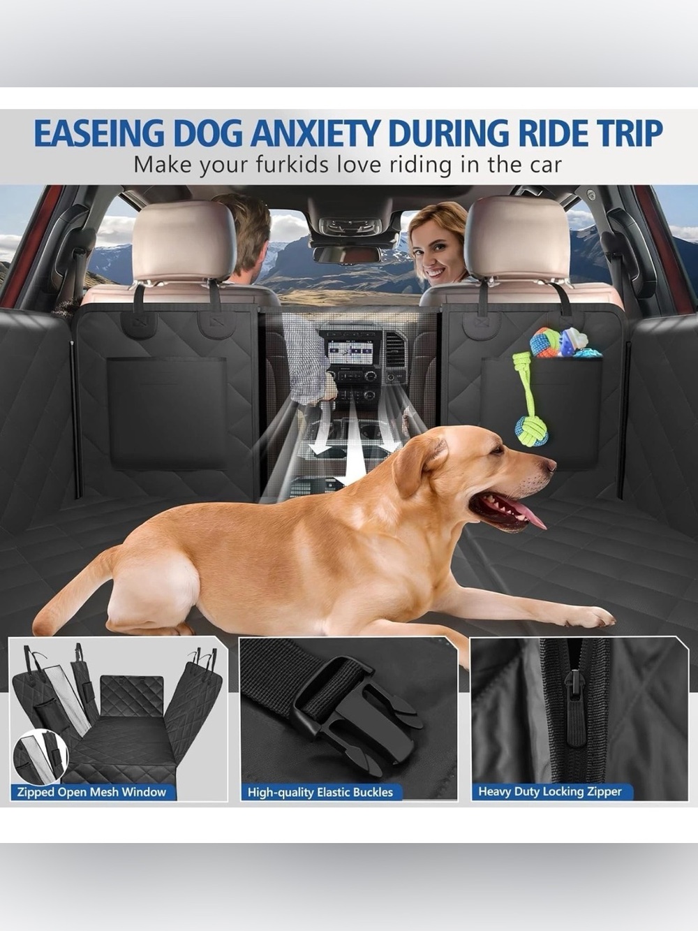🐶 NEW XL DOG BACK SEAT EXTENDER – HARD BOTTOM – WATERPROOF Pet Car Seat